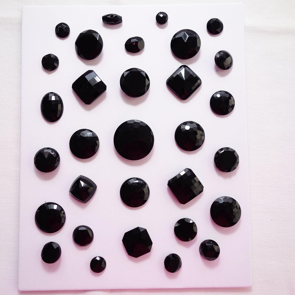 Vintage and Antique‎ Faceted Black Glass Buttons Mixed Lot of 31 Buttons